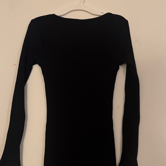 Topshop Black Long Sleeve ribbed short bodycon Dress - Picture 5 of 7
